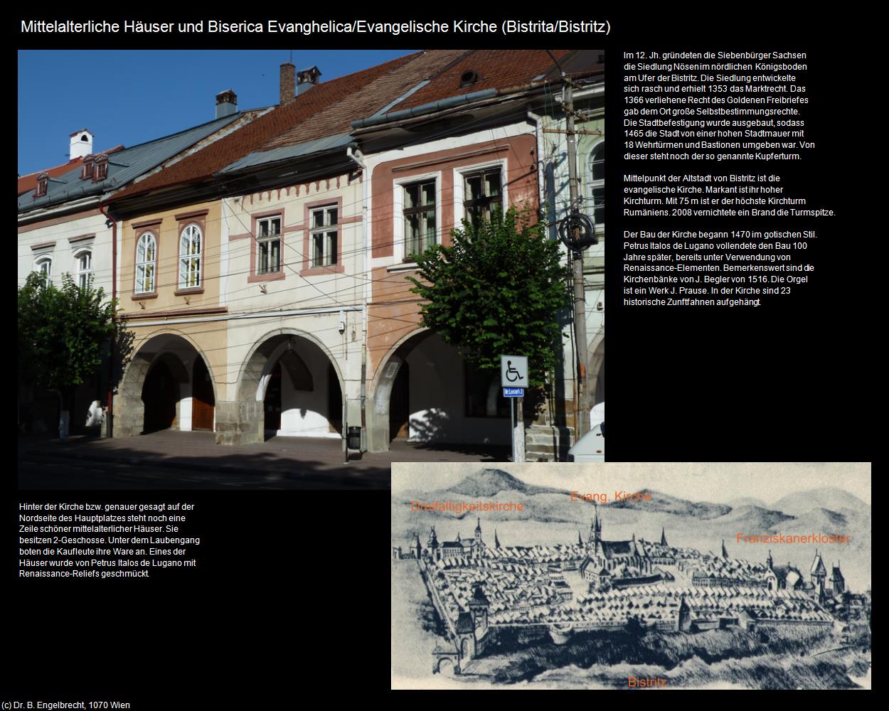 Mittelalt. Häuser und Evang. Kirche  (Bistrita/Bistritz) in Kulturatlas-RUMÄNIEN