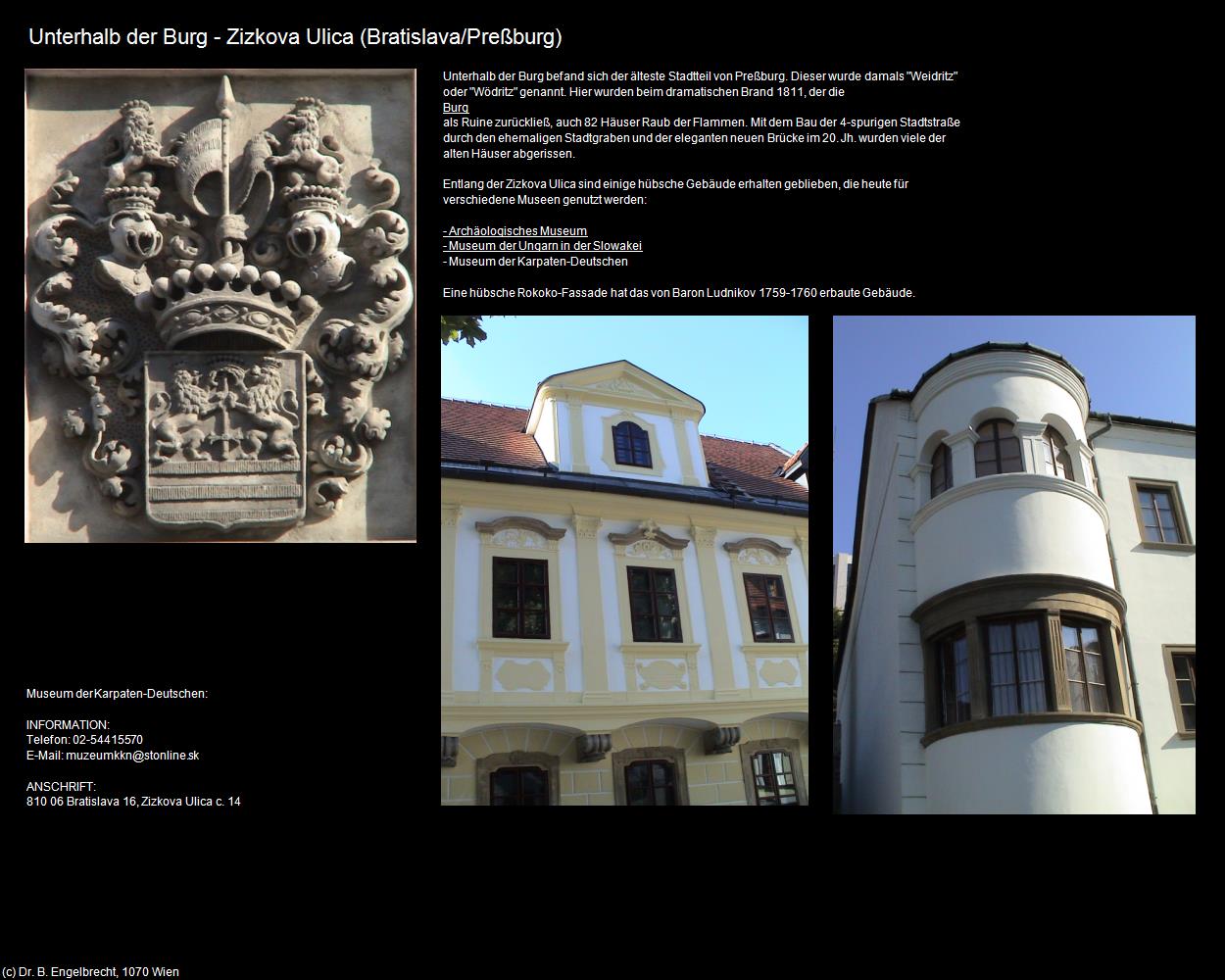 Unterhalb der Burg - Zizkova Ulica (Bratislava/Preßburg ) in SLOWAKEI(c)B.Engelbrecht