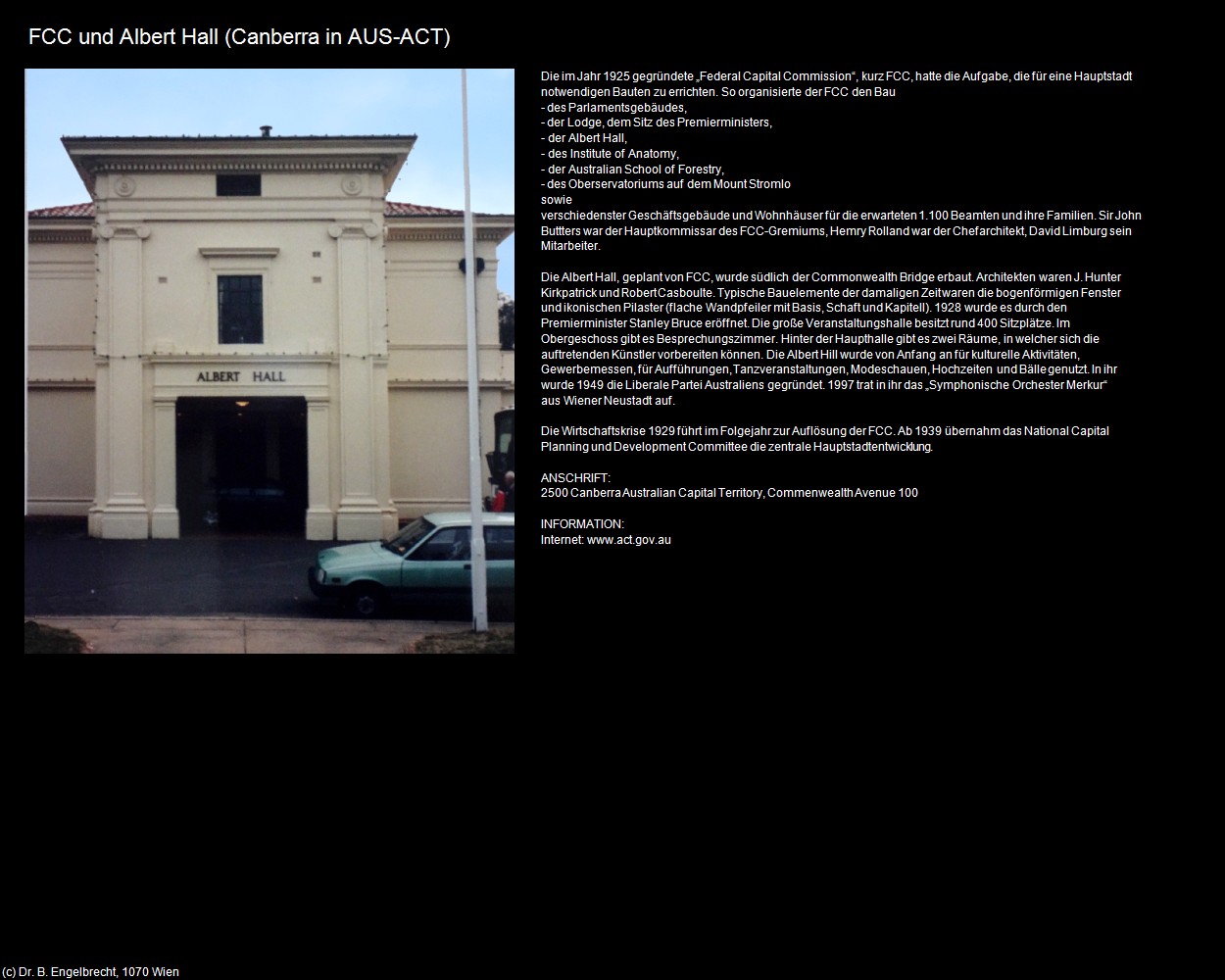 FCC und Albert Hall  (Canberra in AUS-ACT) in Kulturatlas-AUSTRALIEN