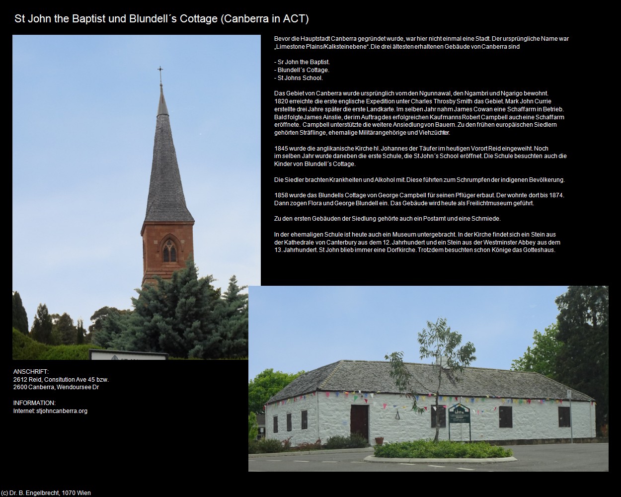 St John the Baptist und Blundell&lsquo;s Cottage (Canberra in AUS-ACT) in Kulturatlas-AUSTRALIEN