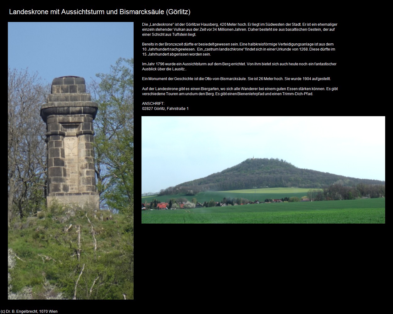 Landeskrone mit Aussichtsturm und Bismarcksäule (Görlitz) in Kulturatlas-SACHSEN