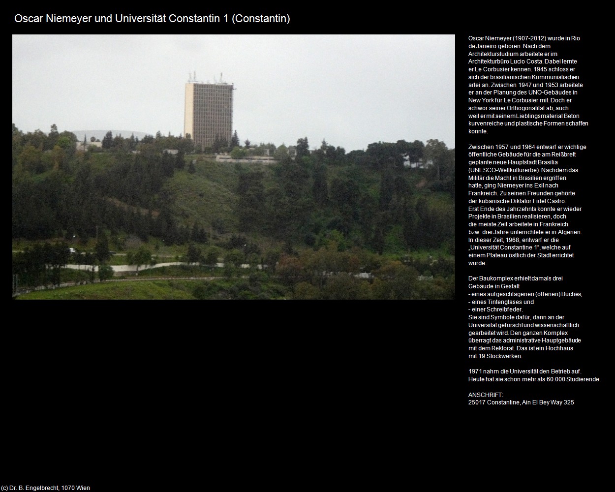 Oscar Niemeyer und Universit&auml;t Constantin 1 (Constantine) in Kulturatlas-ALGERIEN