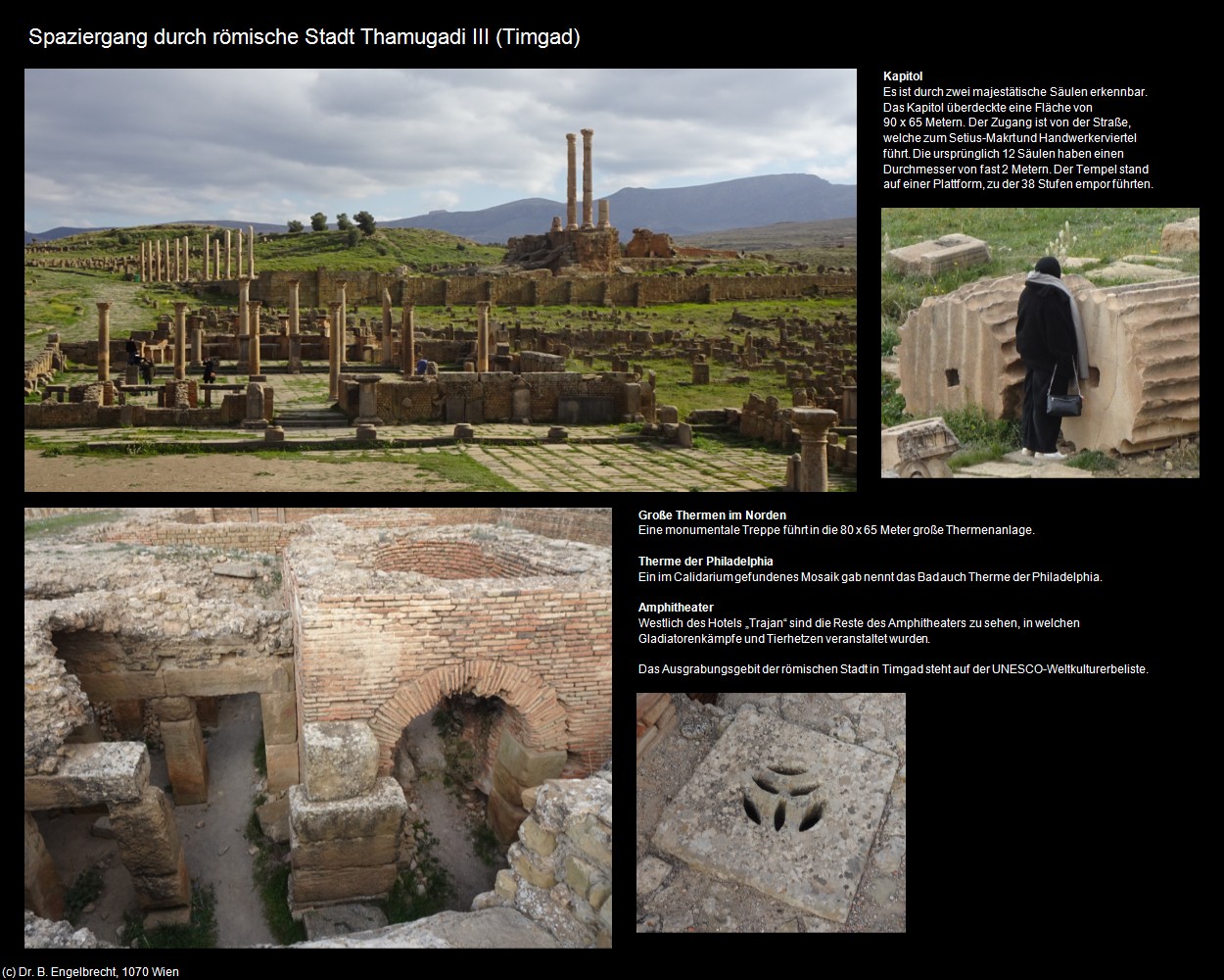 Spaziergang durch r&ouml;mische Stadt Thamugadi III (Timgad) in Kulturatlas-ALGERIEN